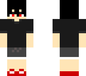 black hair red eye