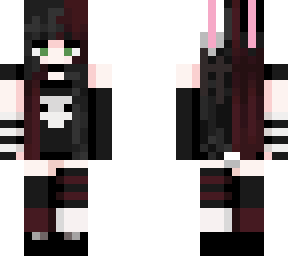 black/red hair goth bunny ears