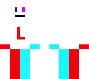 blue, white, red, and purple skin