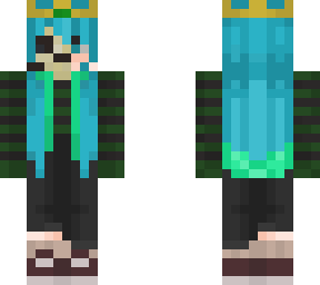 blue haired half-skeleton