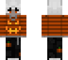 emo catboy orange, pumpkin and jack-o-lantern