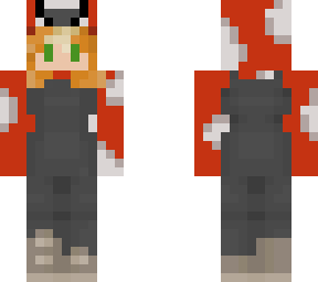 ginger girl in mooshroom hoodie with overalls